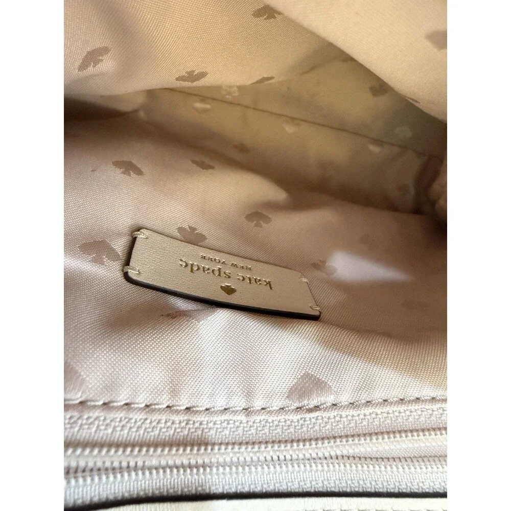 KATE SPADE Quilted Crinkle Leather Natalia Med Flap Shoulder Parchment Bone